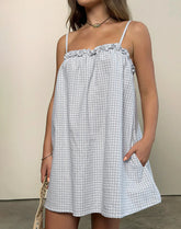 Kamalani Dress in Mini Gingham Blue and Grey