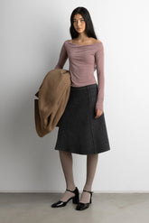 FITTED OFF THE SHOULDER LONG SLEEVE TOP