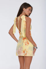 The Night Routine Embellished Mini Dress Yellow