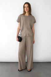 CRINKLED RAYON SHORT SLEEVE TOP