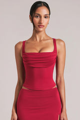 Square-Neck Top in Cherry Red