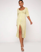 Sula Midi Dress in Crinkle Botanic Mint Foam
