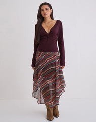 Yenari Long Sleeve Twist Top in Knit Plum