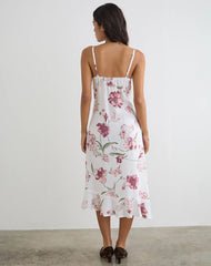 Nalami Midi Dress in Femme Floral White