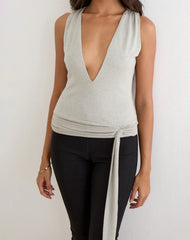 Regina Top in Shimmer Knit Light Grey