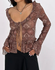 Primrose Long Sleeve Top in Oversized Snake Skin