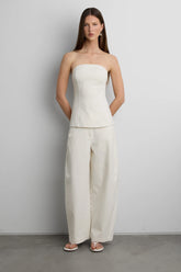 WOVEN TWILL TUBE TOP