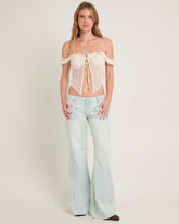 Johnnies Low Waist Wide Leg Flared Denim Jeans Le Surf