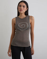 Miraya Top in Studded Sheer Knit Iron
