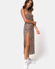 Cypress Midi Dress in 90's Zebra Taupe
