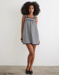 Sandat Smock Mini Dress in Mini Gingham Grey