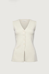 KNIT CINCHED WAIST BUTTON UP TOP