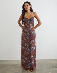 Alnaka Maxi Dress in Feathery Paisley Brown