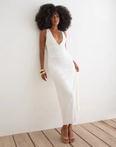 Georgina Maxi Dress in Cupro Off White