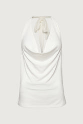 RAYON BLEND TIE NECK HALTER TOP