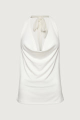RAYON BLEND TIE NECK HALTER TOP