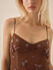 Beaded Garden Bow Mini Dress