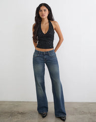 Cosio Halter Top in Sequin Knit Black