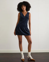 Sarabi Plunge Mini Dress in Cord Navy