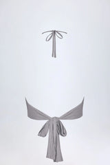 Plunge Halterneck Crop Top in Silver