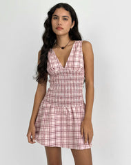 Hevoria Mini Dress in Basic Tartan Pink