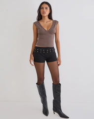 Emberly Plunge Top in Coffee Quartz