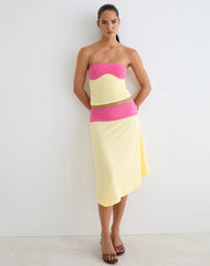 Liv Top in Rayon Jersey Lemon Yellow and Deep Pink