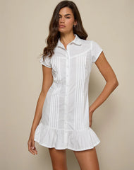 Wilsey Mini Shirt Dress in Poplin White