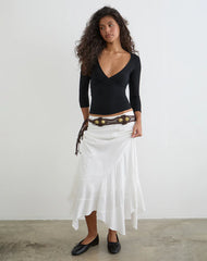Trudis Wrap Top in Jersey Black