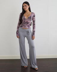 Jaydra Top in Flock Shadow Flower Purple