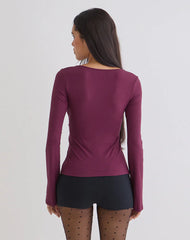 Lamae Wrap Top in Deep Purple