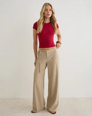 Cash High V Neck Top in Adrenaline Red