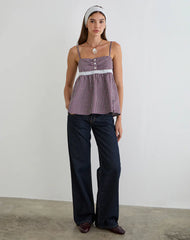 Flika Cami Top in Mini Gingham Wine