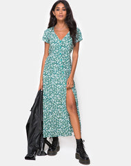 Sanrin Midi Dress in Floral Field Green