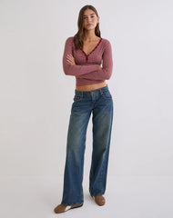 Yusi Long Sleeve Top in Burgundy Stripe