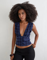 Yoshino Plunge Top in Blue Midnight Check