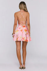Chic Temptation Satin Mini Dress Peach