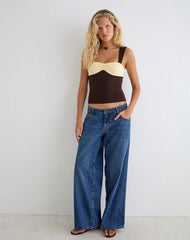 Lure Top in Rayon Jersey Bitter Chocolate and Lemon Yellow