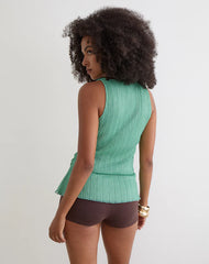 Layu Plunge Wrap Top in Plisse Turquoise