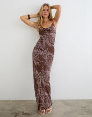 Pria Cowl Maxi Dress in Moonlit Blossom Brown