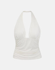 Cosimo Halterneck Top in Cream Eco Lyocell