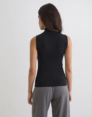 Lysan High Neck Vest Top in Jersey Black