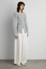 OTTOMAN RIBBED KNIT BUTTON FRONT TOP
