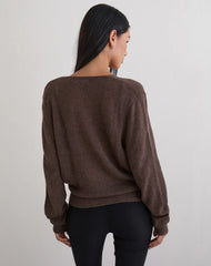 Saroya Plunge Wrap Top in Knit Dark Chocolate