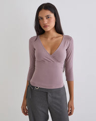 Trudis Wrap Top in Jersey Dusty Mauve
