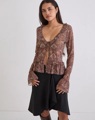 Primrose Long Sleeve Top in Oversized Snake Skin