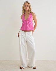 Eldana Halterneck Top in Poplin Pink Rose