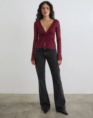Milna Butterfly Top in Lace Maroon