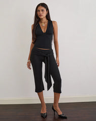 Lynod Plunge Top in Rayon Black