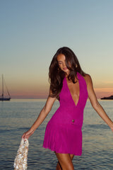Spellbound Beauty Halter Mini Dress Magenta